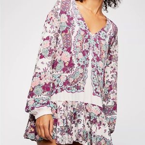 Free People Lovely Dreams Floral Print Tunic Mini Dress size S